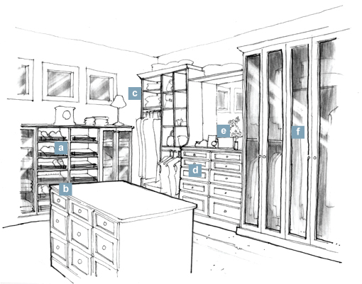 Custom closet shelving sketch